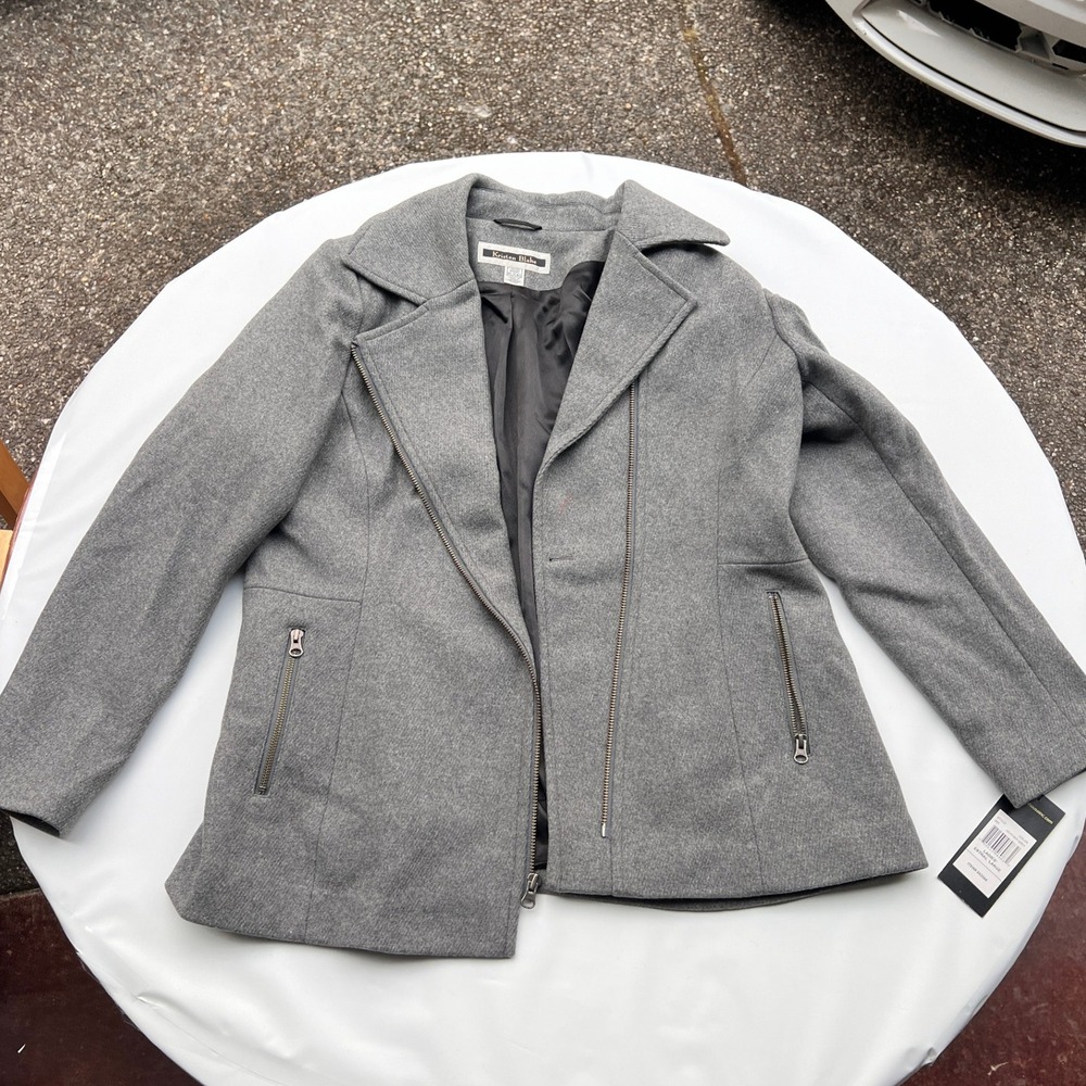 NWT Kristen Blake Jacket Women's XL Heather‎ Grey Coat Wool Asymmetrical Zip